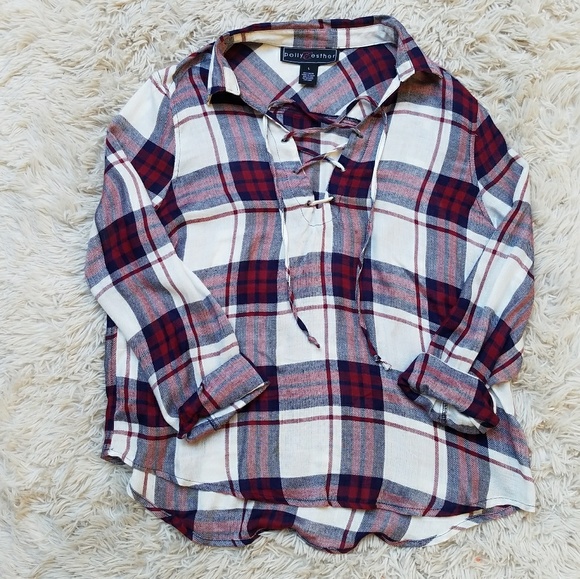 Hollister Tops - Lace Up Plaid Top